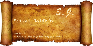 Sitkei Jolán névjegykártya